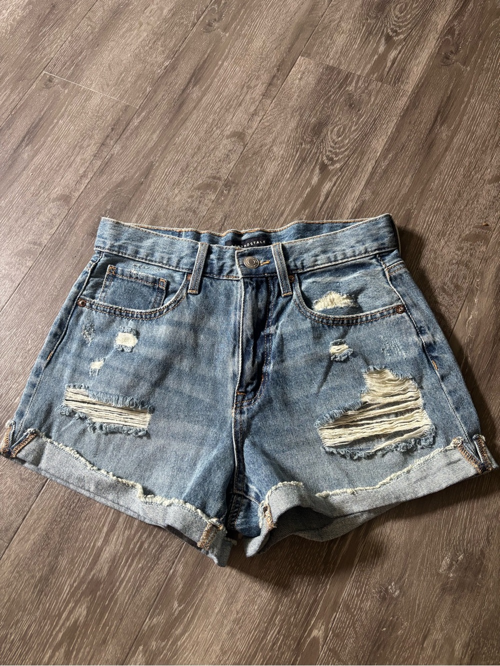 Aeropostale Distressed Light Blue Denim Jean Shorts